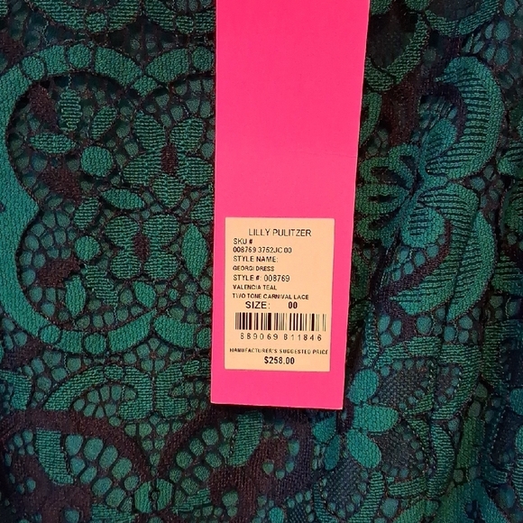 πβ¨ NWT Lilly Pulitzer Georgie Dress β Valencia Teal π Size 00 - Picture 8 of 12